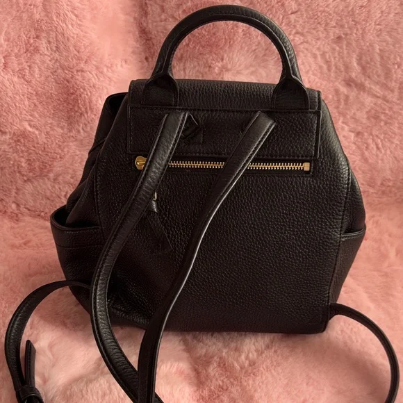 Tory Burch Black Leather Backpack with Gold Accents - Picture 12 of 12